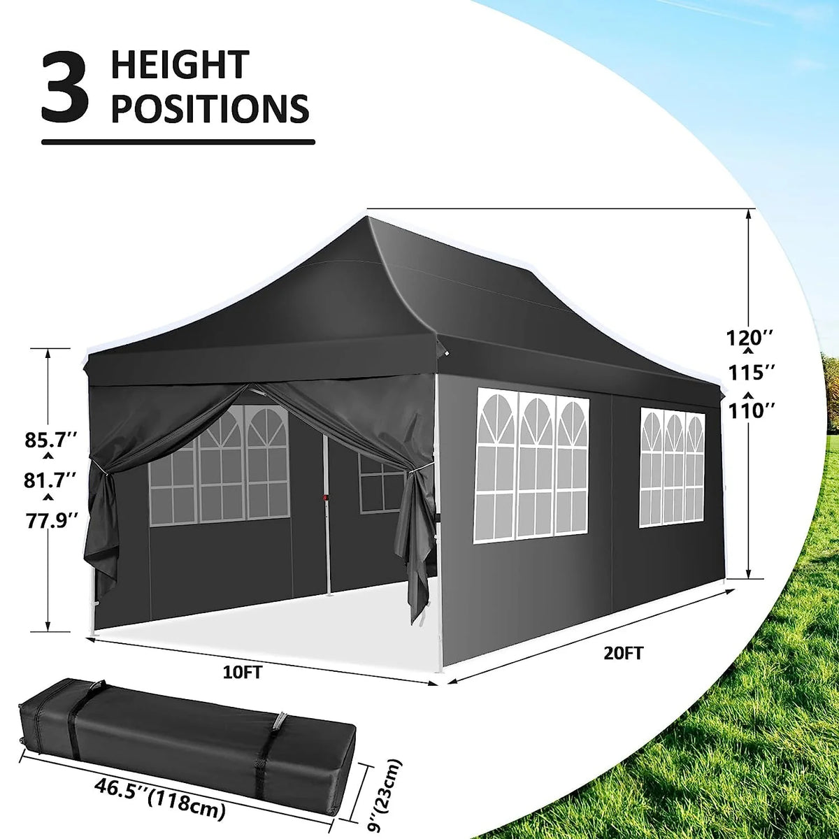 🔥[Hot sale]🔥10x20Pop up Canopy Tent with 6 sidewalls Commercial Heavy Duty Canopy UPF 50+ All Weather Waterproof Outdoor Wedding Party Tents