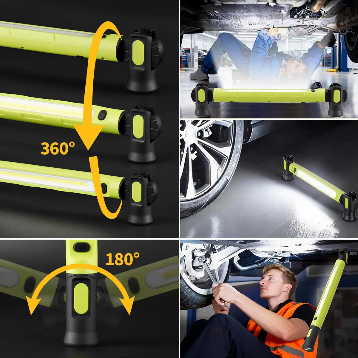 360 degree adjustable work light bar with magnetic bases