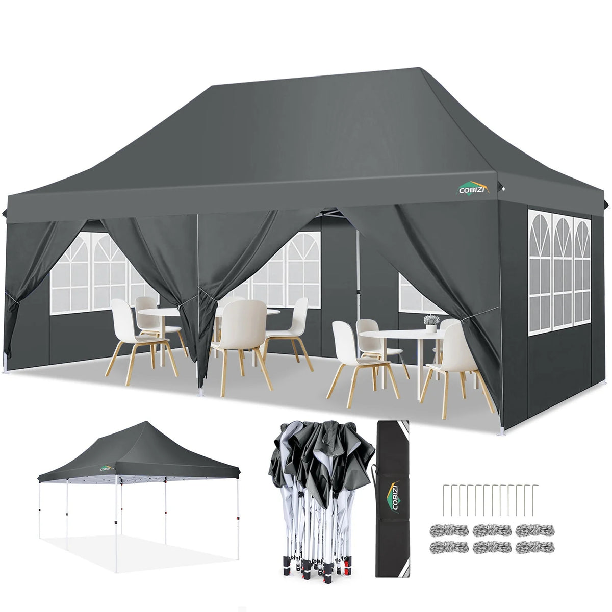 🔥[Hot sale]🔥10x20Pop up Canopy Tent with 6 sidewalls Commercial Heavy Duty Canopy UPF 50+ All Weather Waterproof Outdoor Wedding Party Tents