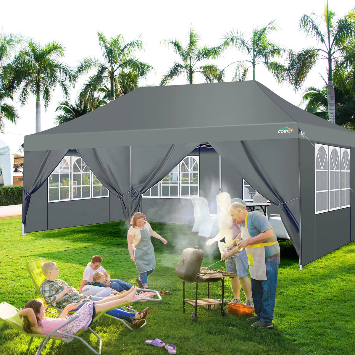🔥[Hot sale]🔥10x20Pop up Canopy Tent with 6 sidewalls Commercial Heavy Duty Canopy UPF 50+ All Weather Waterproof Outdoor Wedding Party Tents