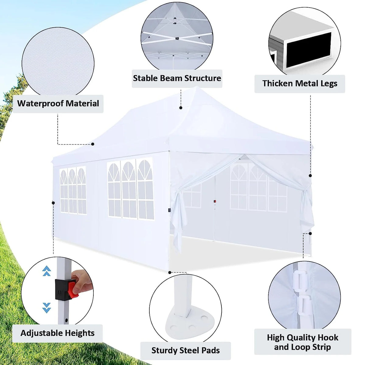 🔥[Hot sale]🔥10x20Pop up Canopy Tent with 6 sidewalls Commercial Heavy Duty Canopy UPF 50+ All Weather Waterproof Outdoor Wedding Party Tents