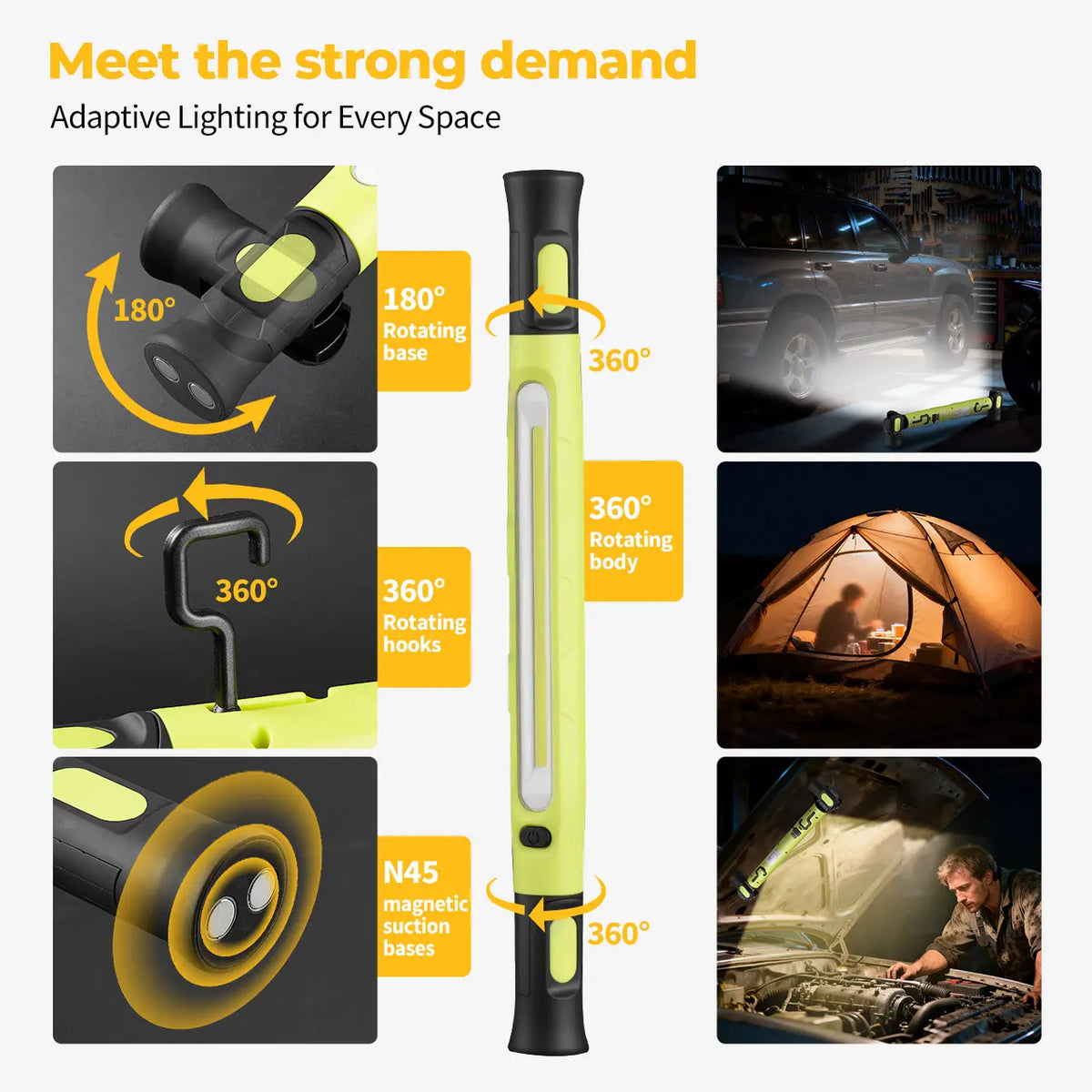360 degree rotating work light bar