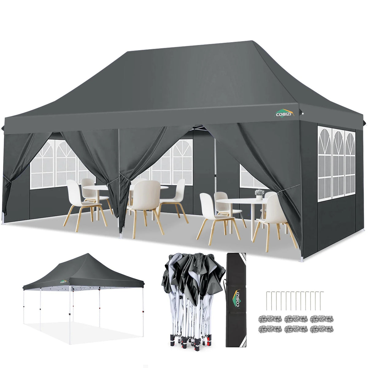 🔥[Hot sale]🔥10x20Pop up Canopy Tent with 6 sidewalls Commercial Heavy Duty Canopy UPF 50+ All Weather Waterproof Outdoor Wedding Party Tents