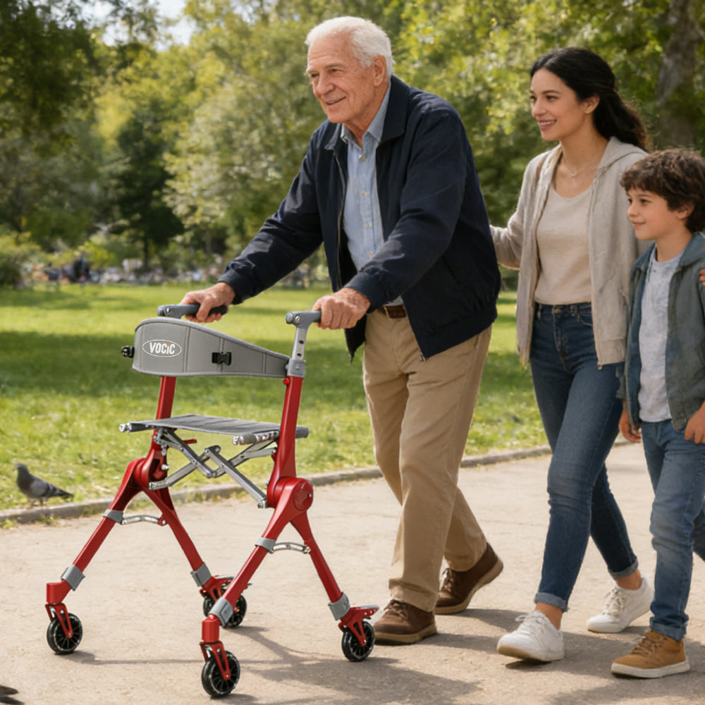 Ultra Lightweight Foldable Rollator for Adults – Z35 Walkers with Dual X-Design Supports 300 lbs Includes Carry Bag